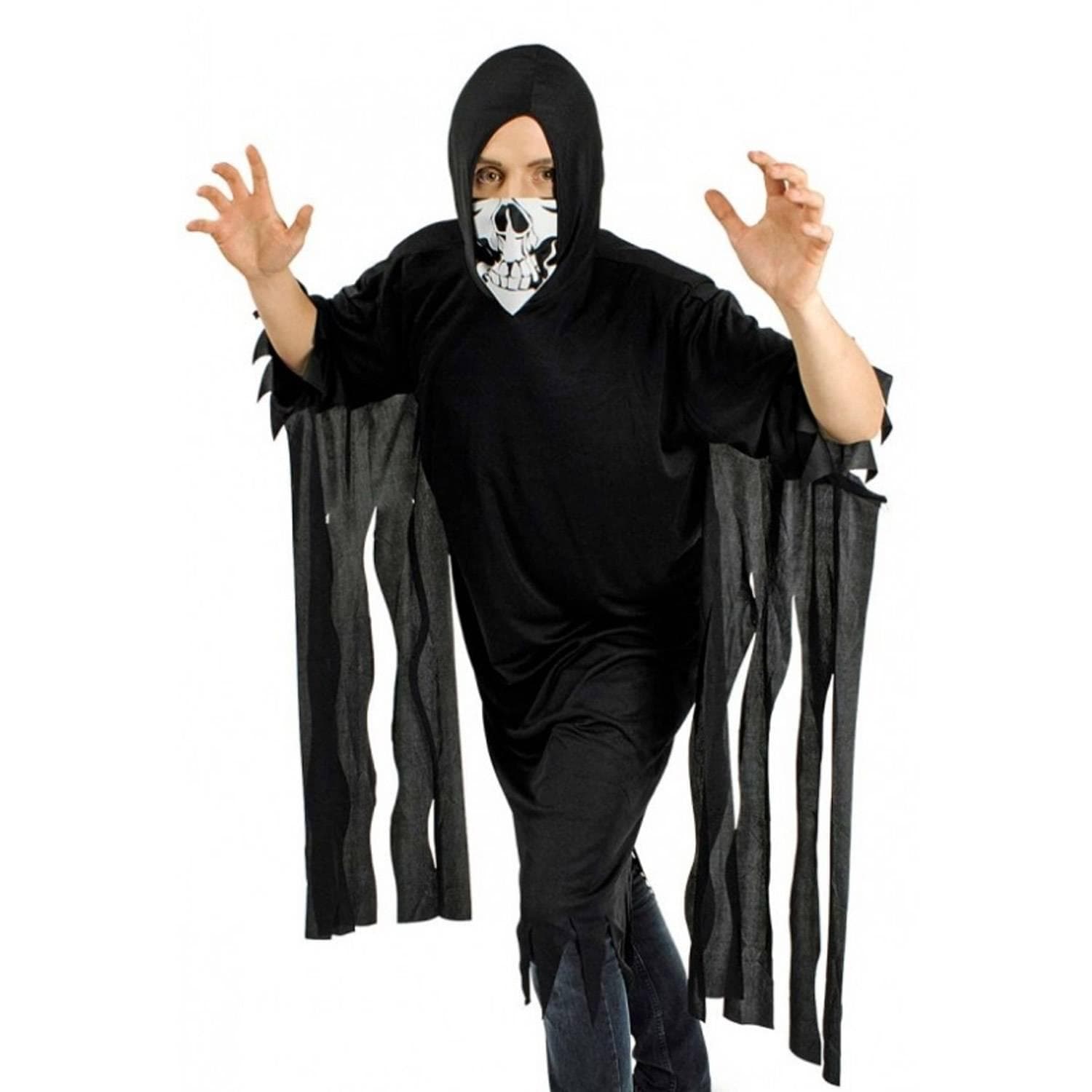 Déguisement cape Fantôme avec capuche et bandana, adulte Noir